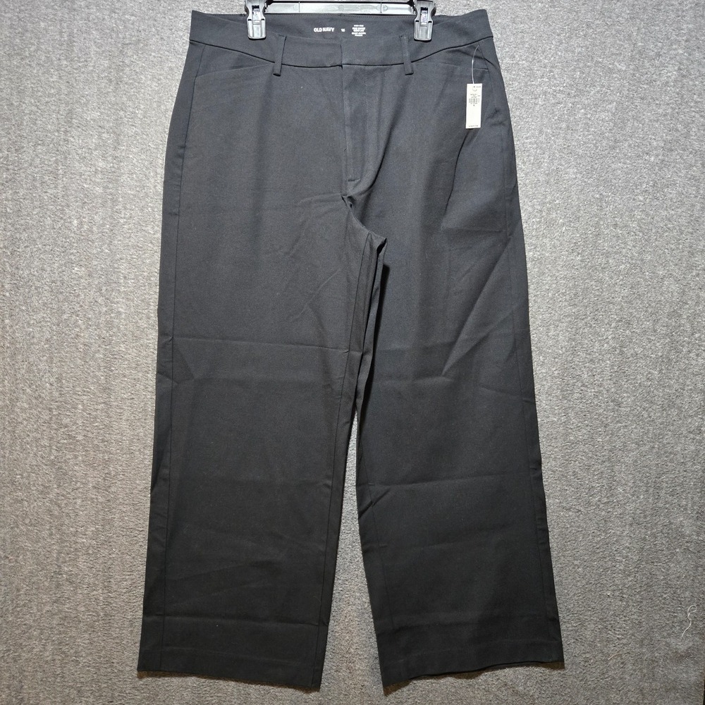 NWT Old Navy High-Rise Pixie Super Wide Leg Pants Comfort Waistband Black Sz 16